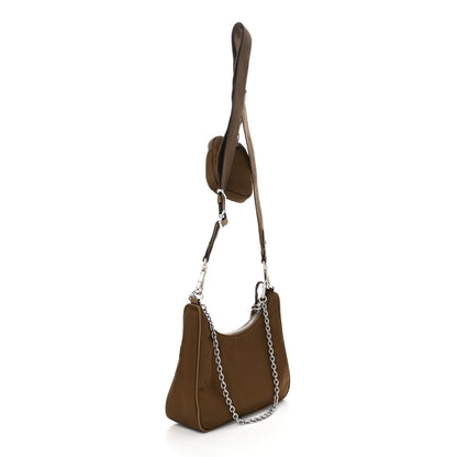 Prada Tessuto Nylon Saffiano Re-Edition 2005 Shoulder Bag Cacao 3 of 12