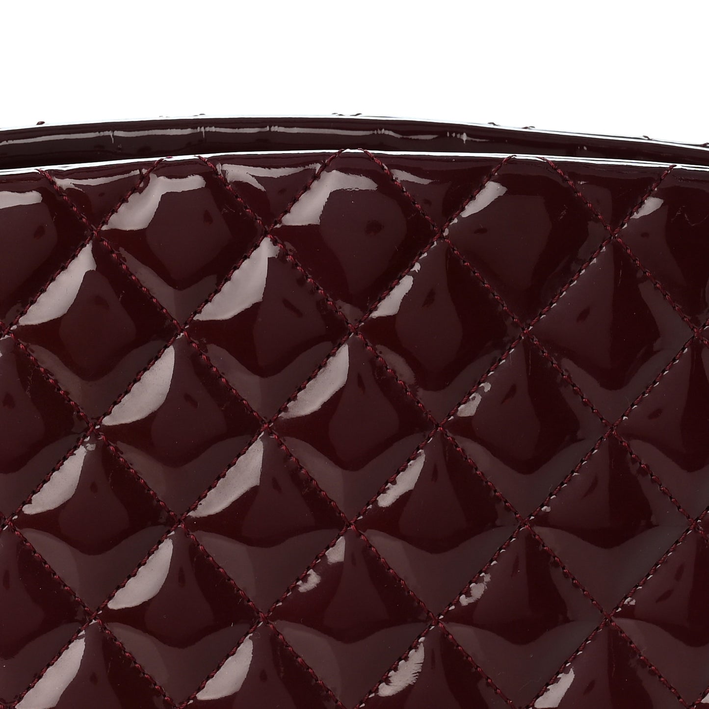Patent Quilted Large Just Mademoiselle Bowling Bag Plum