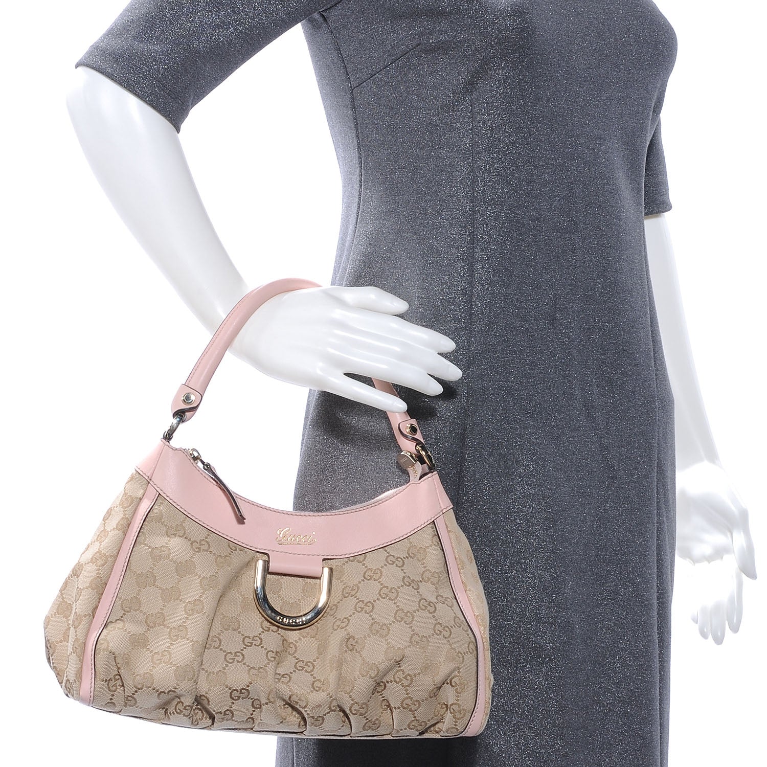Gucci Monogram Medium D Gold Ring Hobo Pink 2 of 8