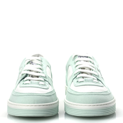 Chanel Cotton Sneakers 39.5 Light Turquoise White 3 of 9