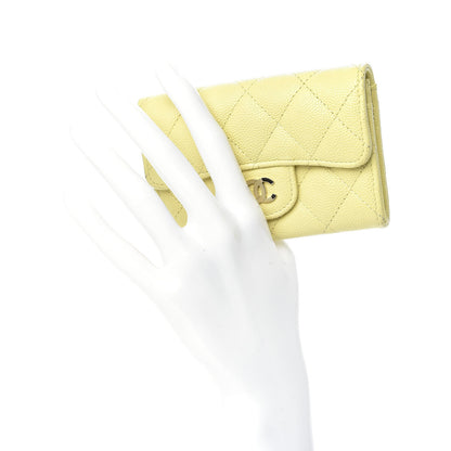 Chanel Caviar Quilted Flap Card Holder Wallet Yellow 2 of 11