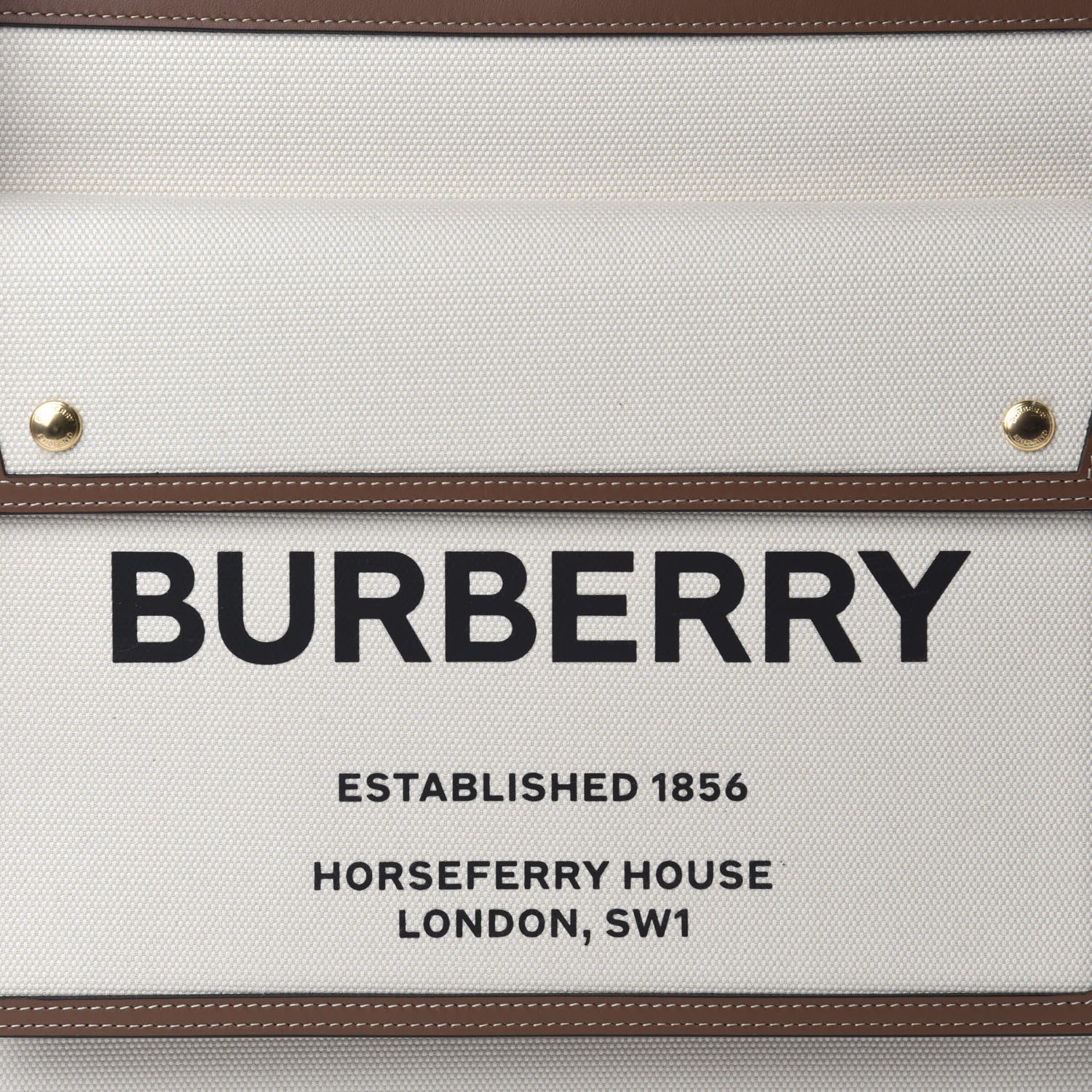 Burberry Canvas Smooth Calfskin Two Tone Medium Pocket Bag Natural Malt Brown 10 of 10