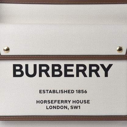 Burberry Canvas Smooth Calfskin Two Tone Medium Pocket Bag Natural Malt Brown 10 of 10