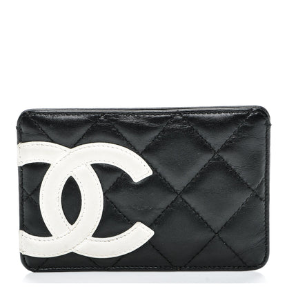 Chanel Calfskin Quilted Cambon Card Holder Black White 1 of 7