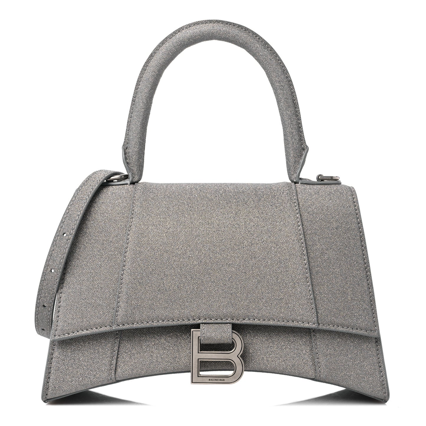 Glitter Fabric Small Hourglass Top Handle Bag Grey