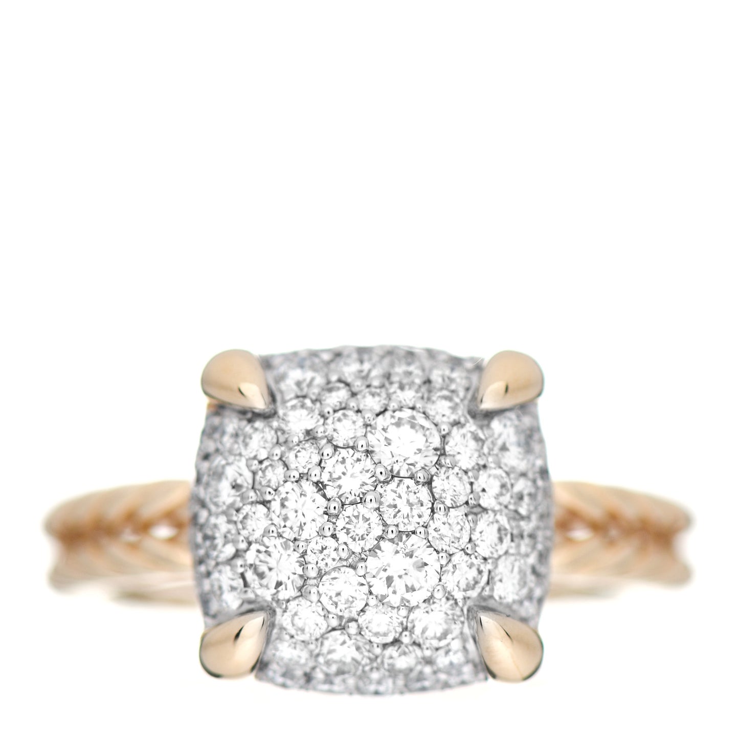18K Yellow Gold Diamond 11mm Chatelaine Ring 52 6
