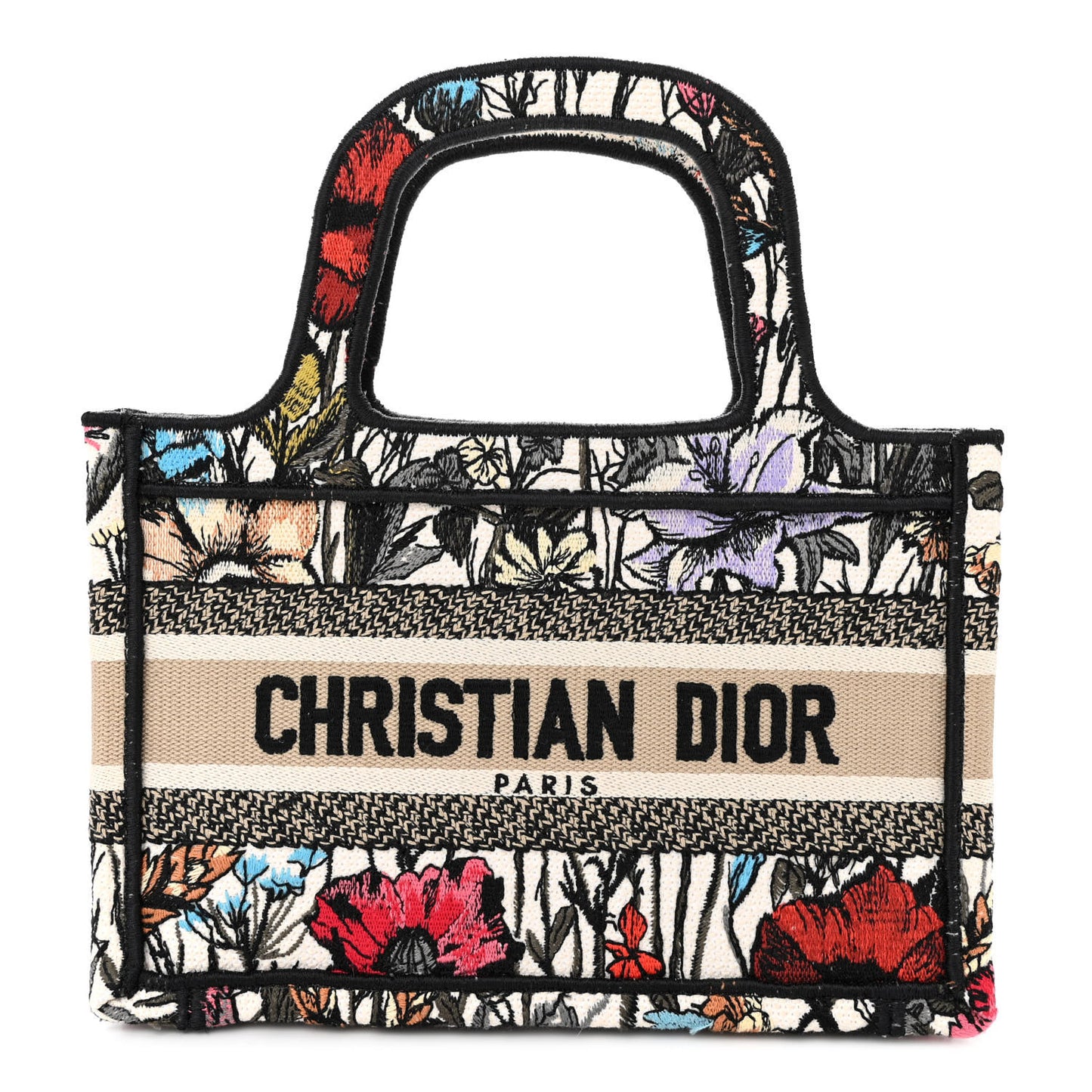 Canvas Embroidered Mille Fleurs Mini Book Tote Multicolor