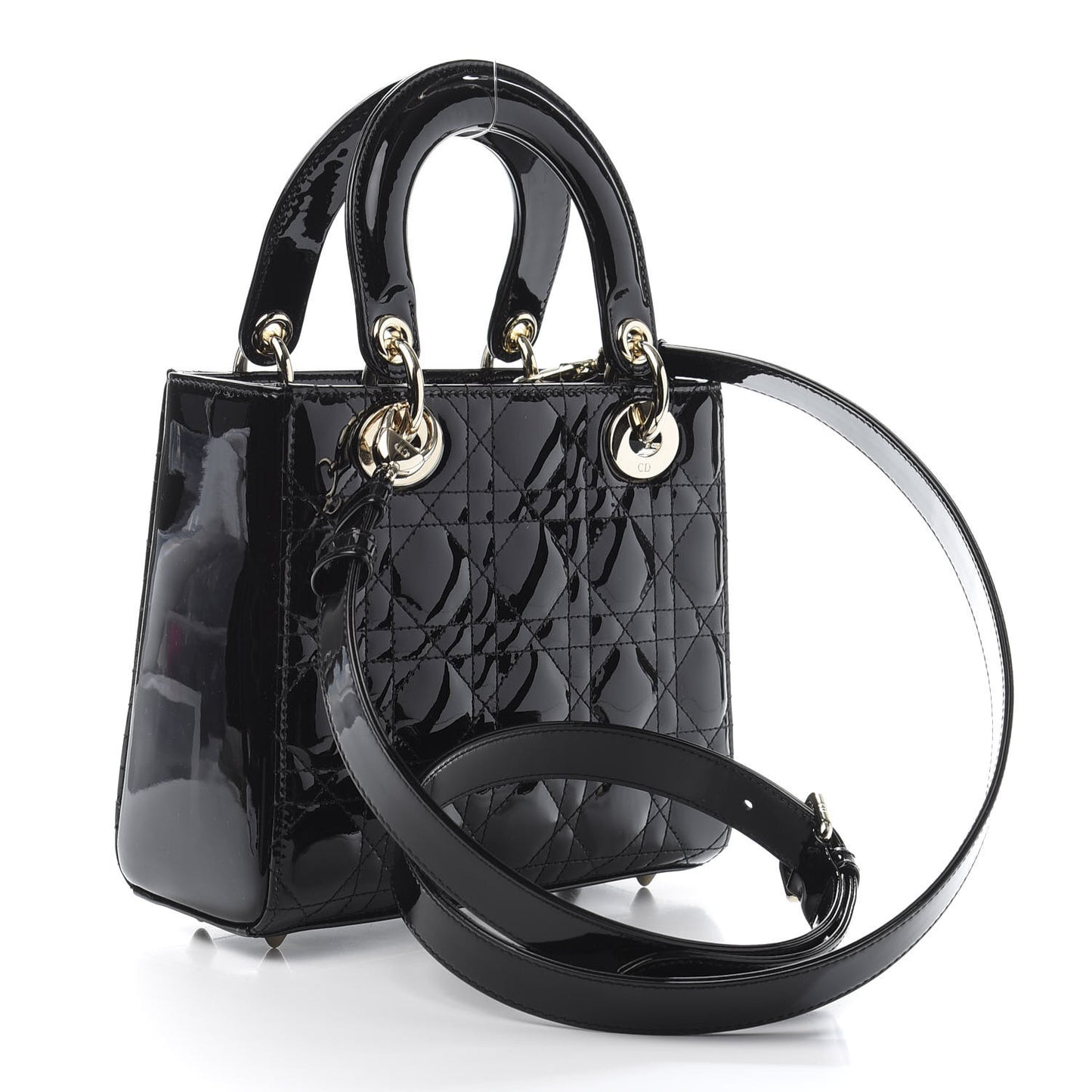 Patent Cannage Small Lady Dior Black