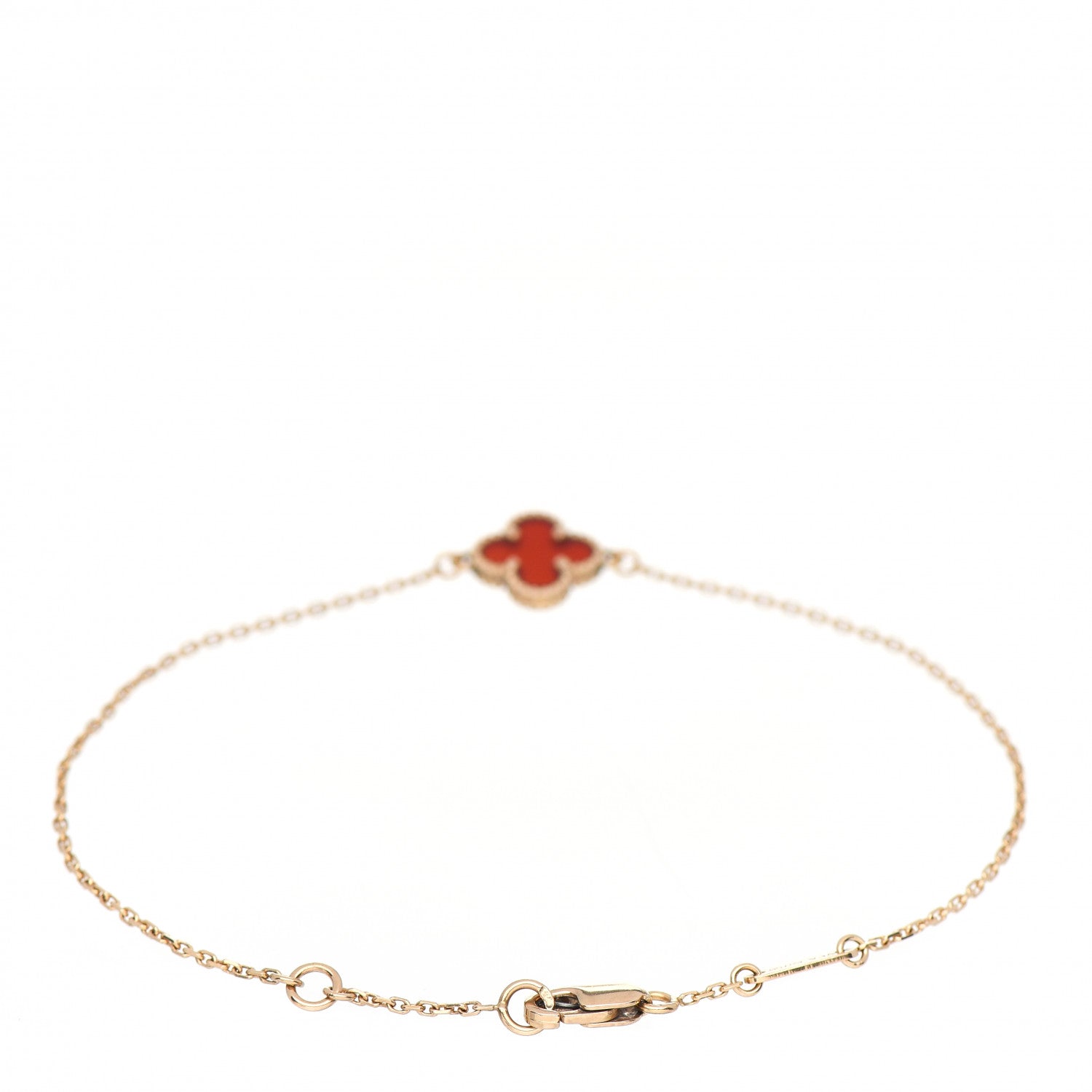 Van Cleef & Arpels 18K Rose Gold Carnelian Sweet Alhambra Bracelet 3 of 4