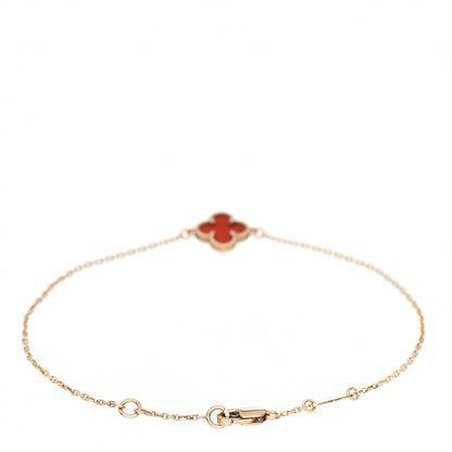 Van Cleef & Arpels 18K Rose Gold Carnelian Sweet Alhambra Bracelet 3 of 4