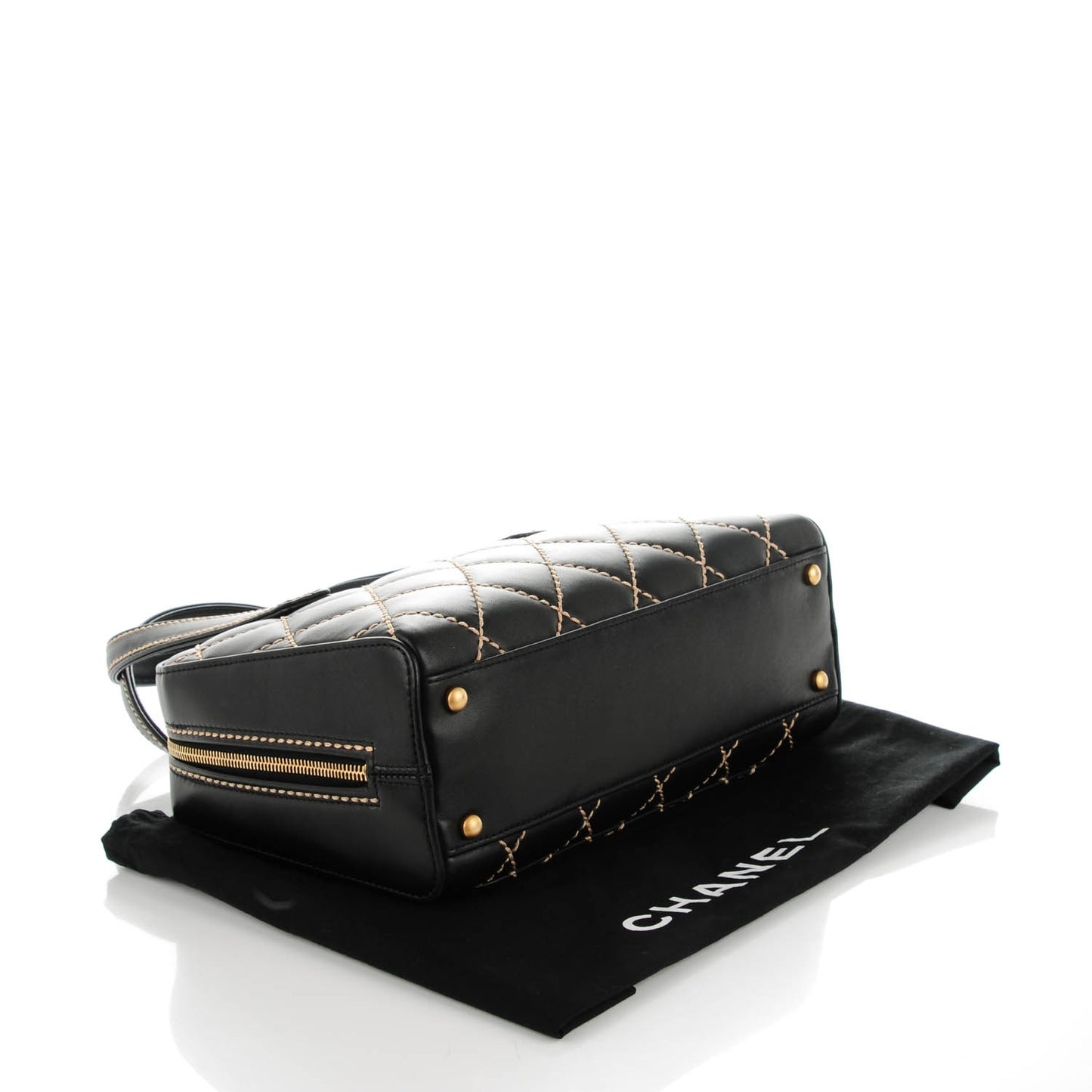 Calfskin Contrast Stitch Surpique Bowler Black