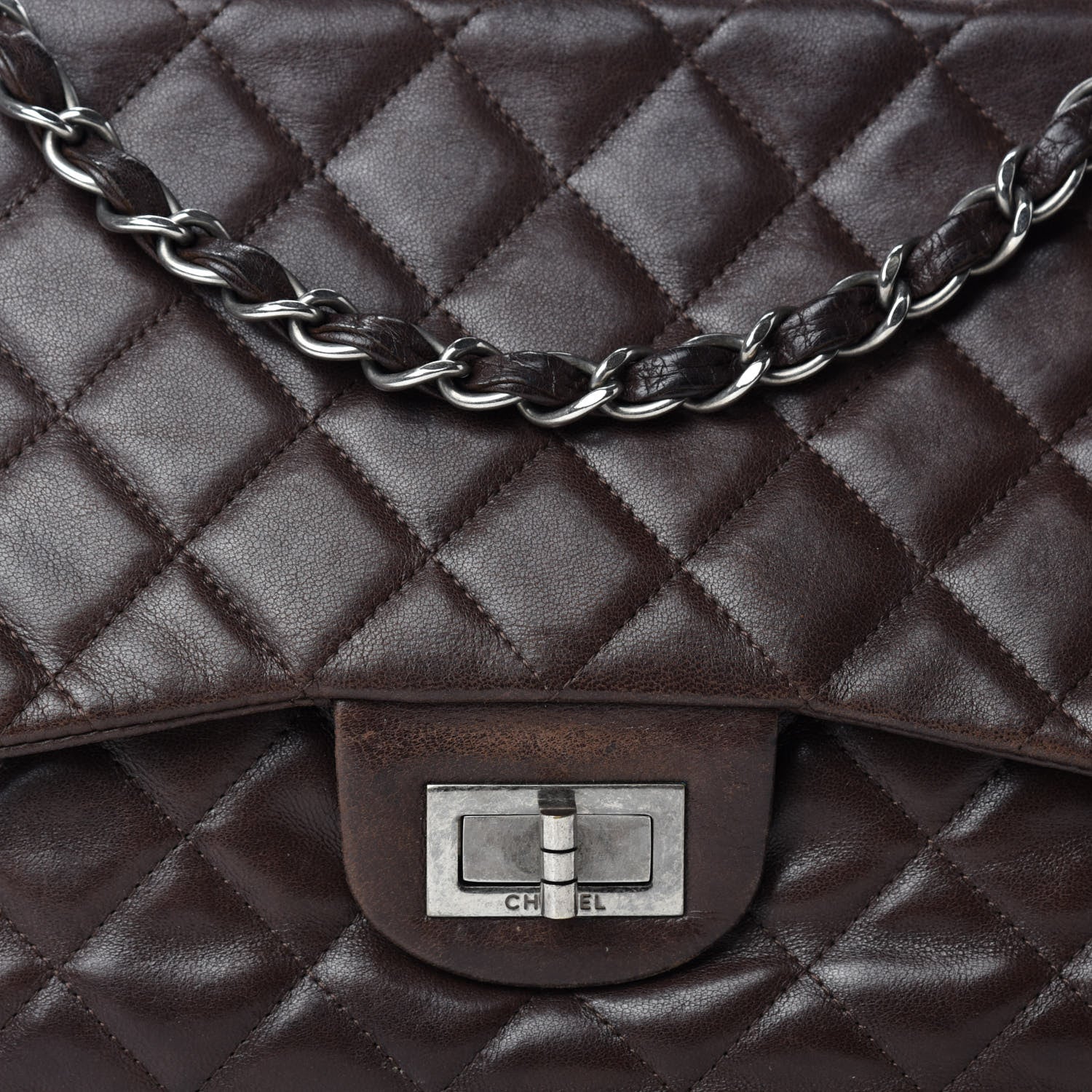 Chanel Washed Lambskin Quilted Jumbo Hybrid Reissue Flap Dark Brown 12 of 12