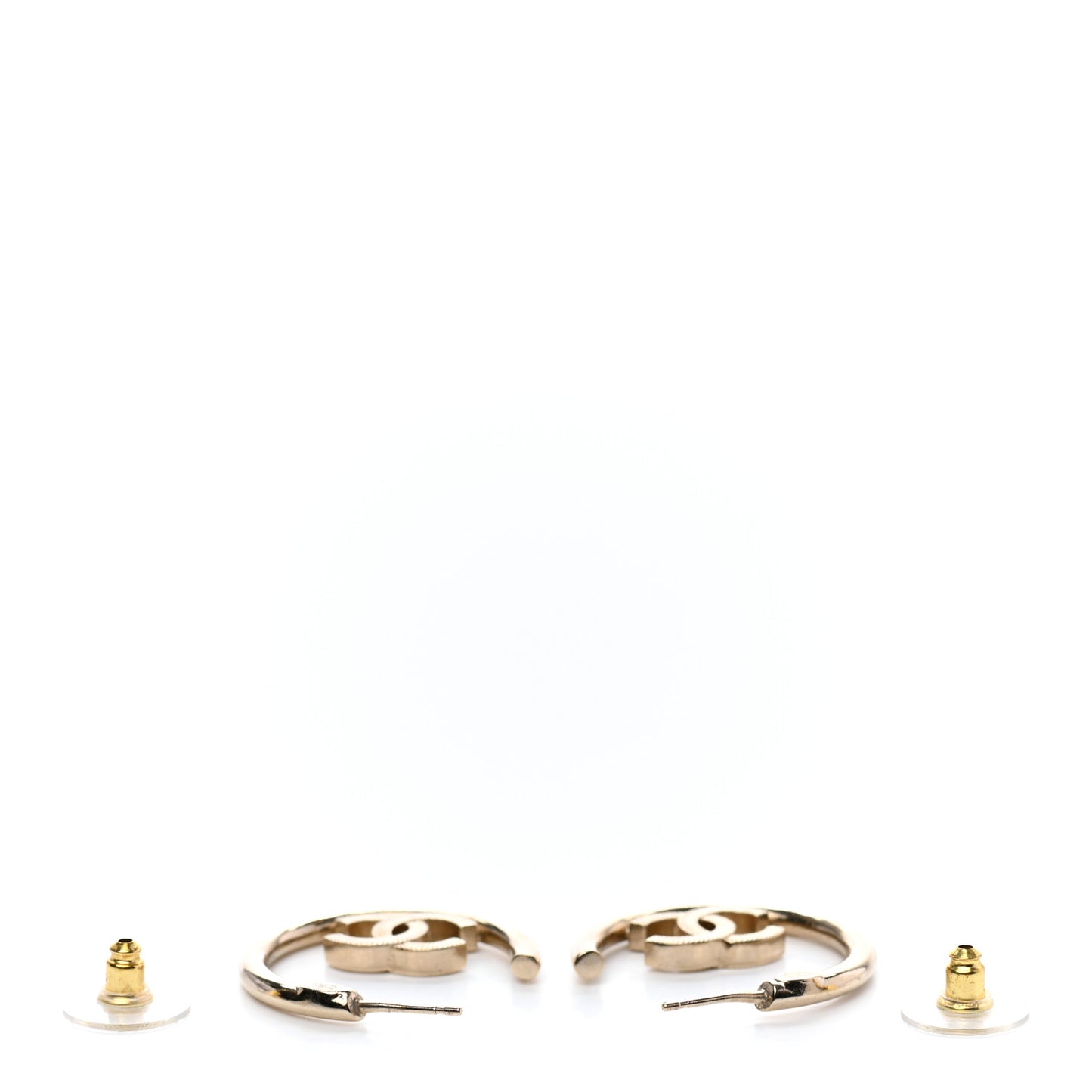 Metal Textured CC Hoop Earrings Gold