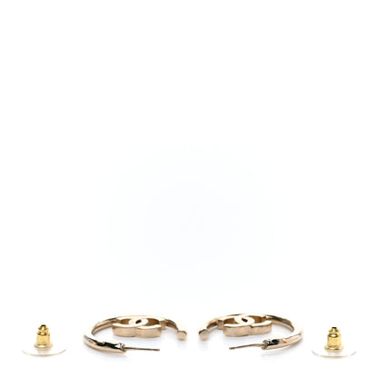 Chanel Metal Textured CC Hoop Earrings Gold 3 of 5