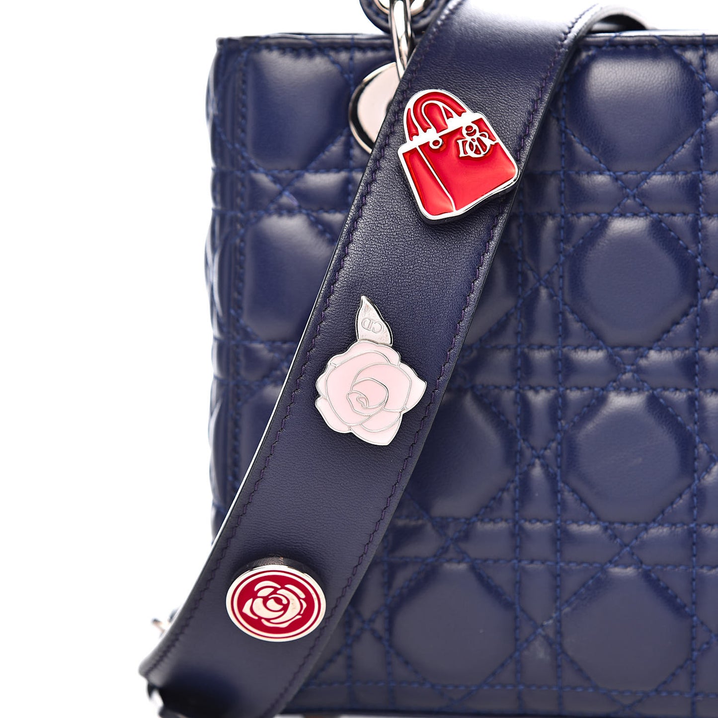 Lambskin Cannage Small Lucky Badges My Lady Dior Navy