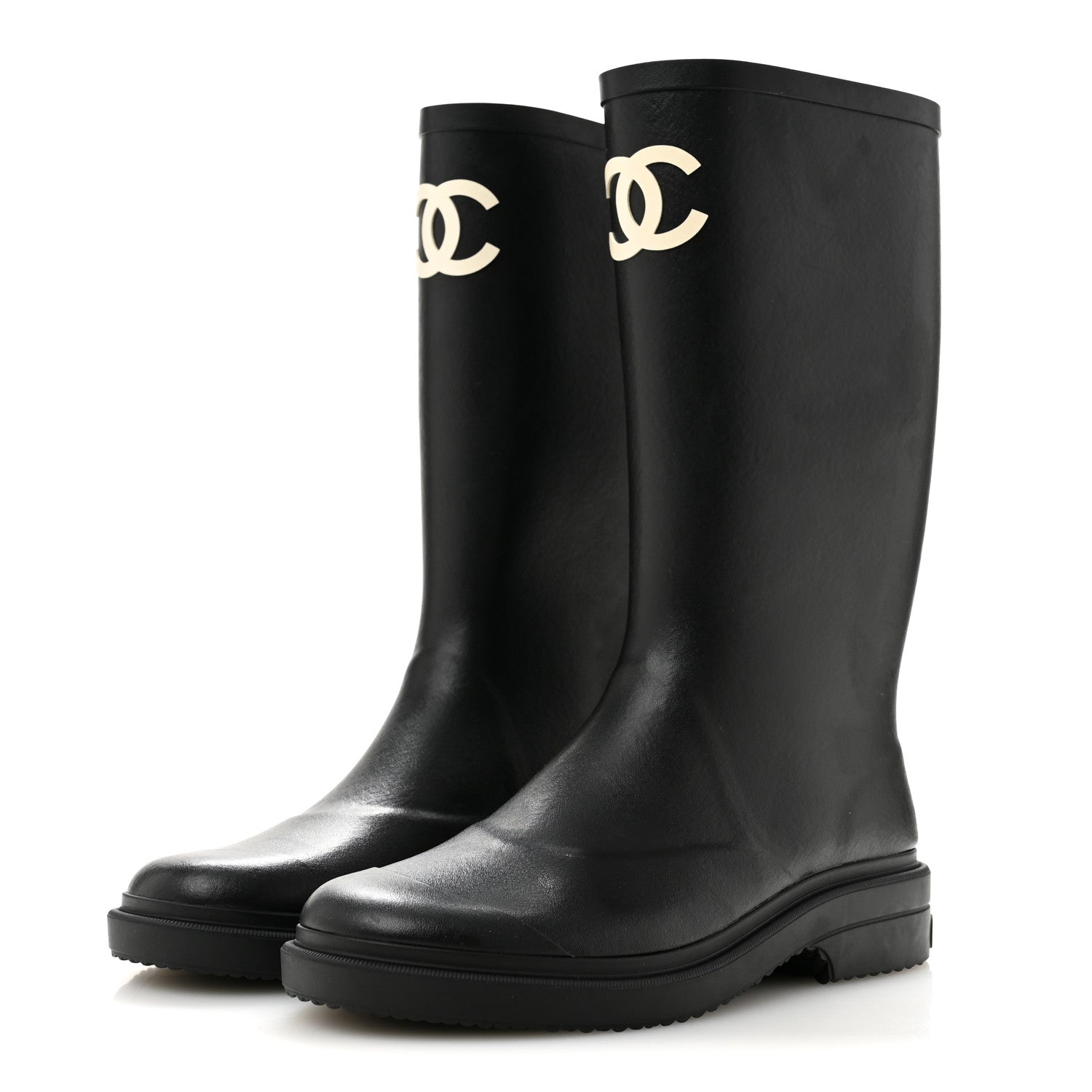 Chanel Caoutchouk CC High Boots 40 Black 4 of 10