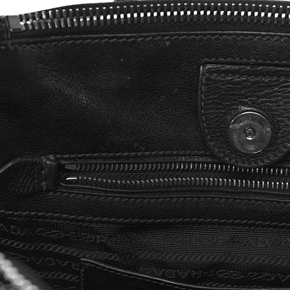 Prada Glace Calf Twin Pocket Fringe Tote Black 10 of 16