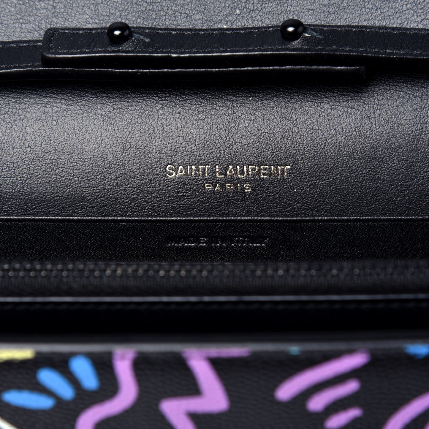 Grain De Poudre Medium Classic Monogram Multicolor Graphic Print Chain Wallet Black