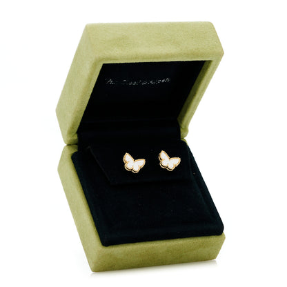 Van Cleef & Arpels 18K Yellow Gold Mother of Pearl Sweet Alhambra Butterfly Earrings 5 of 5