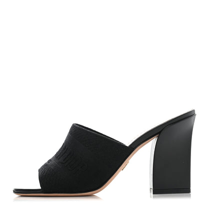 Christian Dior Cotton Embroidered Dway 85mm Slide Sandals 37 Black 1 of 8