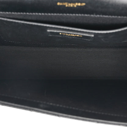 Saint Laurent Grain De Poudre Matelasse Chevron Medium Monogram Satchel Black 5 of 14