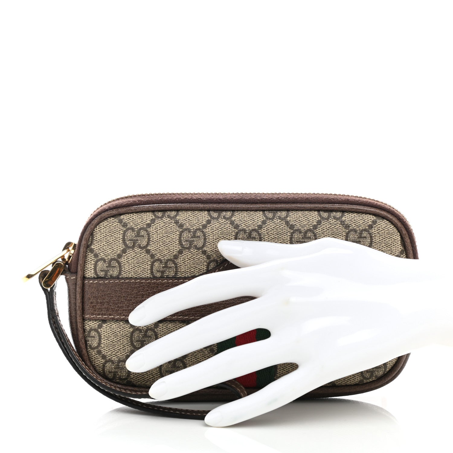 Gucci GG Supreme Monogram Ophidia Phone Case Wristlet Brown 3 of 13