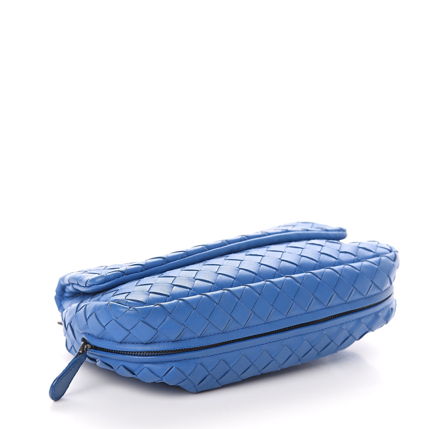 Nappa Intrecciato Small Chain Crossbody Blue