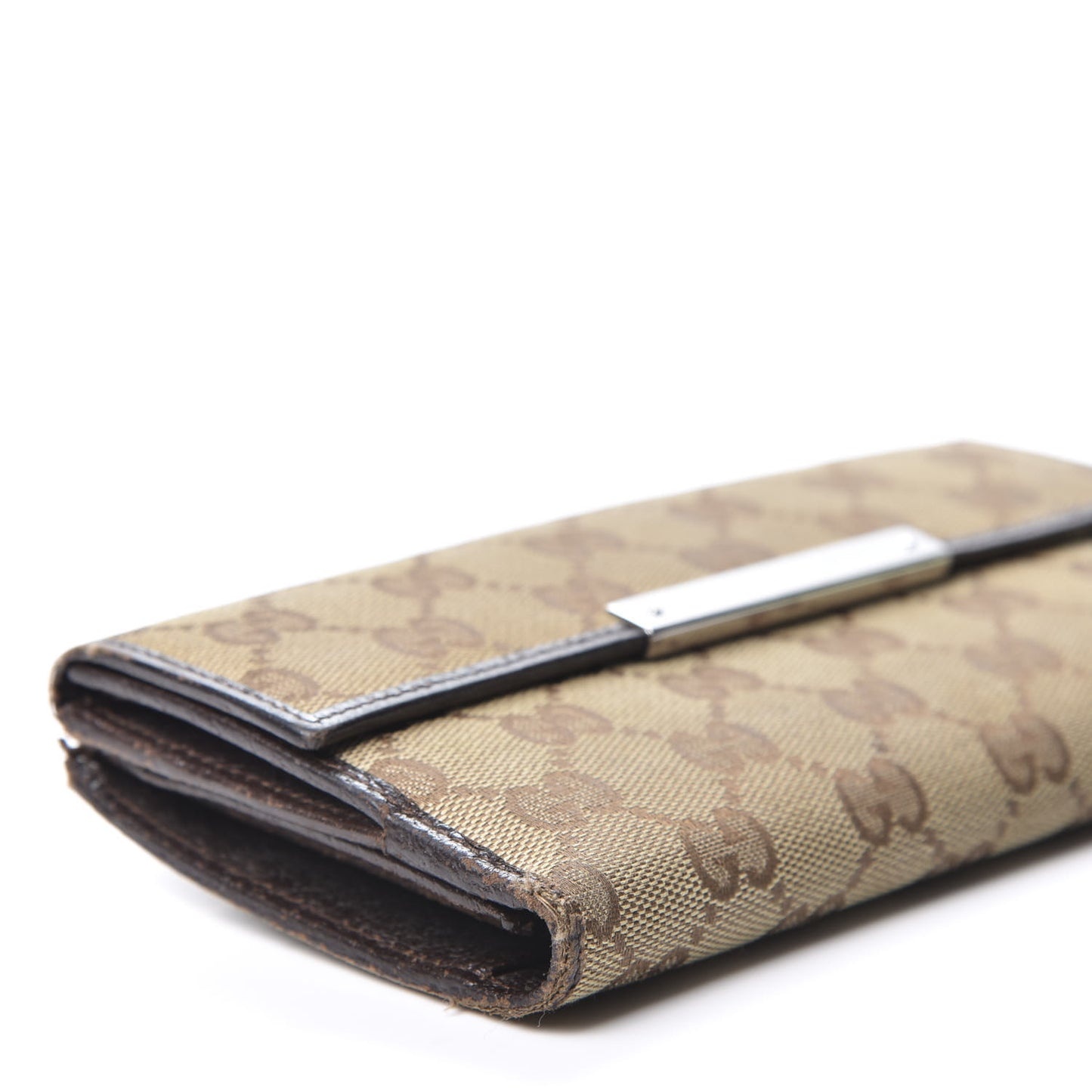 Monogram Metal Bar Continental Flap Wallet Beige Ebony Dark Brown