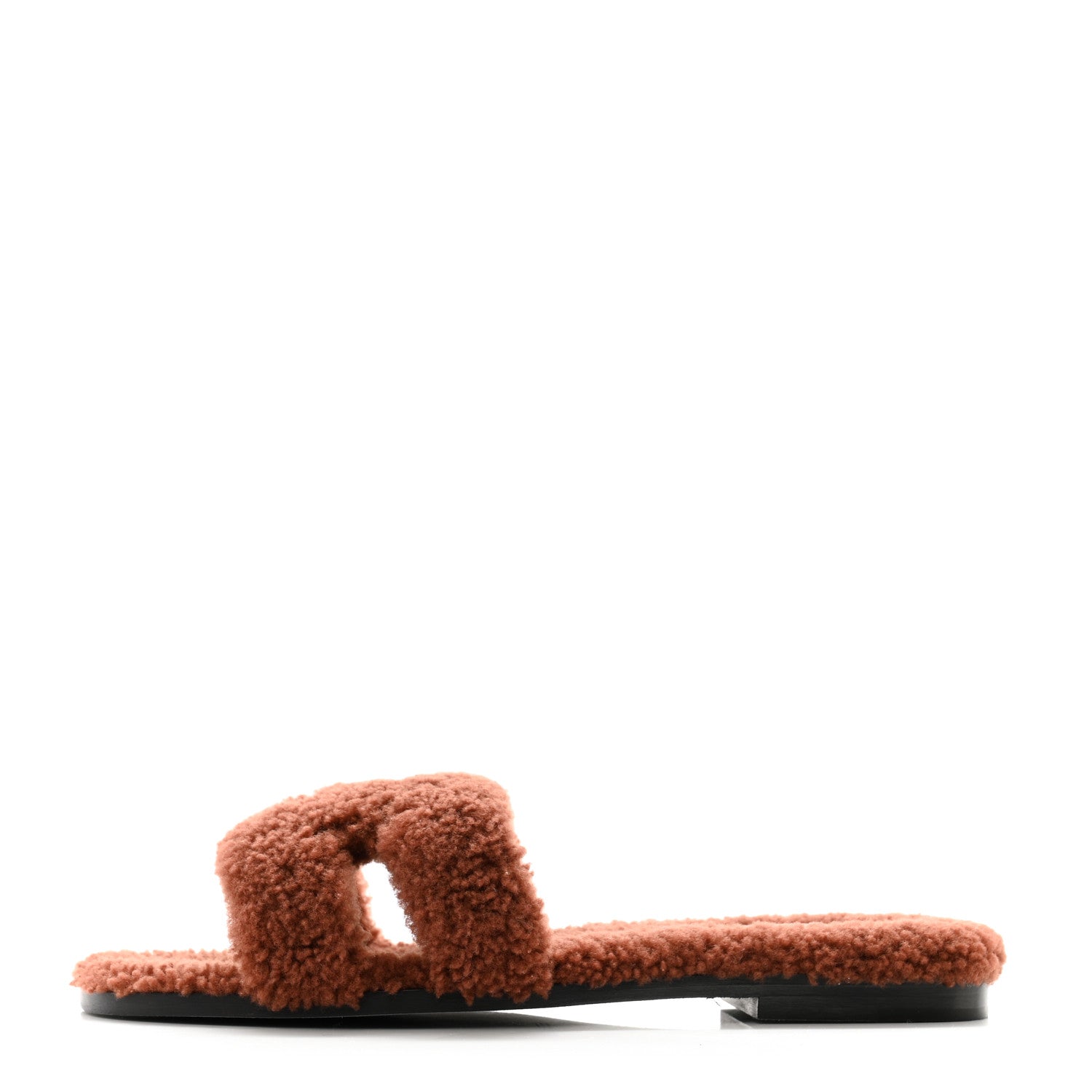 Hermes Woolskin Oran Sandals 38.5 Cognac 1 of 10