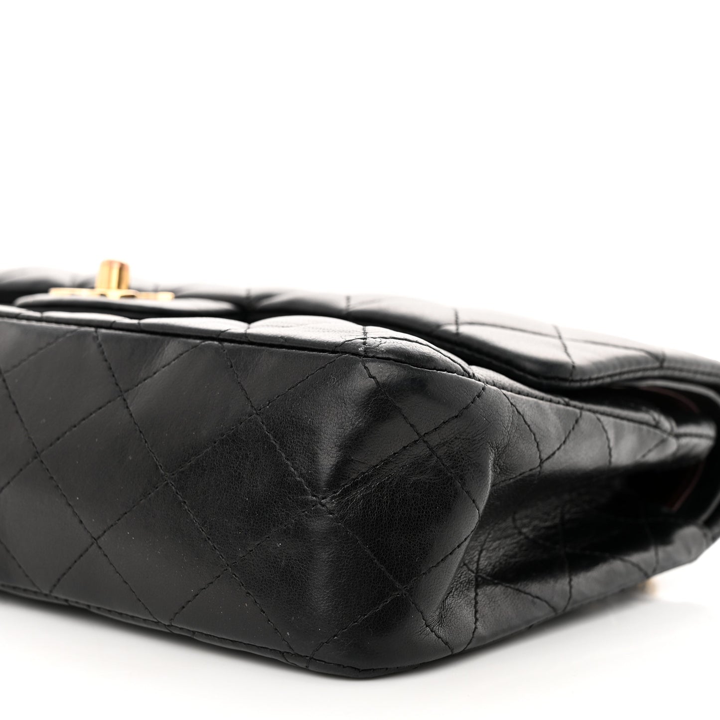Lambskin Quilted Medium Double Flap Black