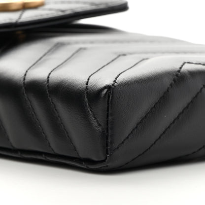Gucci Calfskin Matelasse Mini GG Marmont Crossbody Bag Black 9 of 12