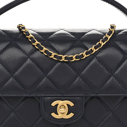 Chanel Shiny Caviar Quilted Mini Top Handle Flap Navy Blue 8 of 12