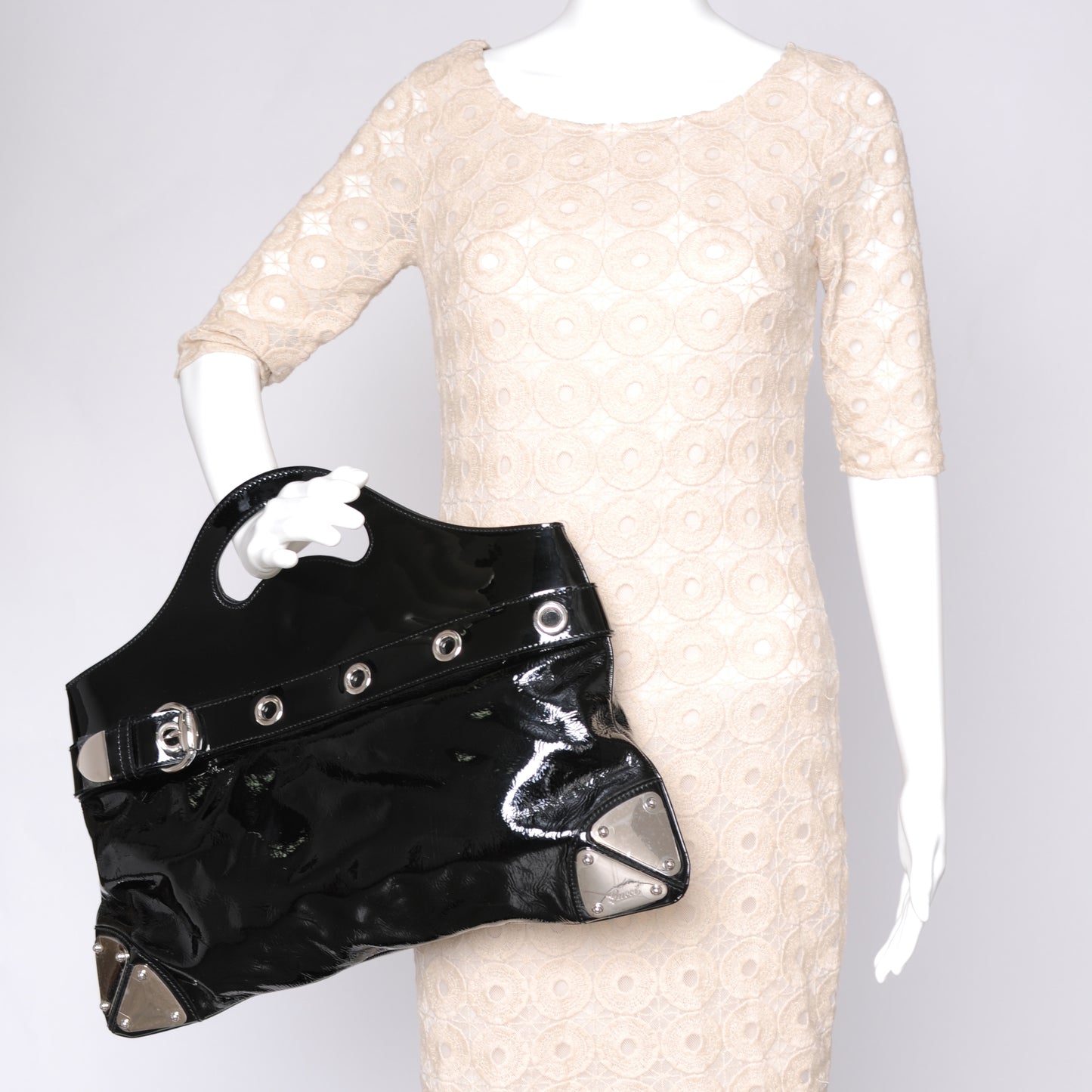 Patent Romy Handbag Black