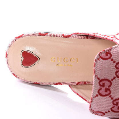 Gucci Canvas GG Monogram Horsebit Womens Princetown Slippers 40 Gardenia Hibiscus Red 7 of 9