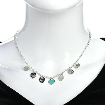 Tiffany Sterling Silver Enamel Return to Tiffany Multi Heart Charm Necklace Blue 2 of 4