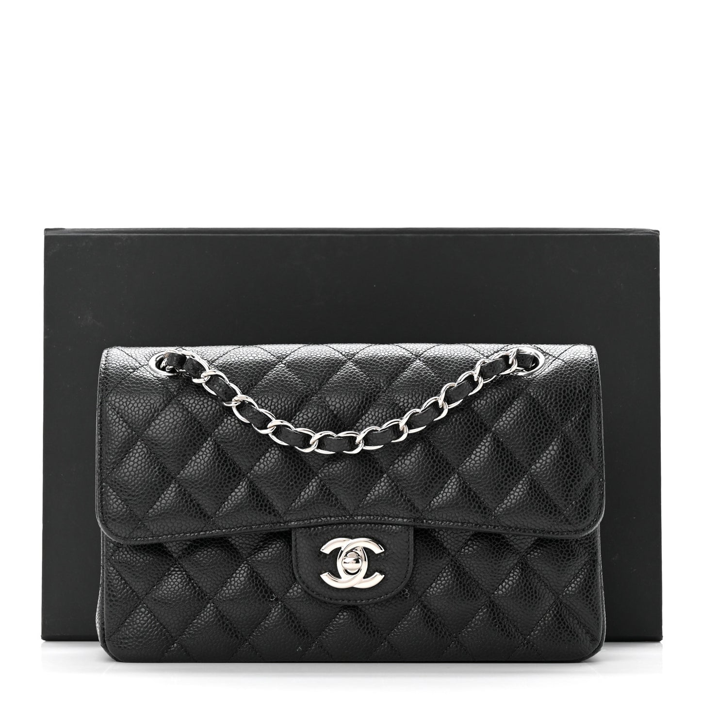 Caviar Quilted Small Double Flap Black