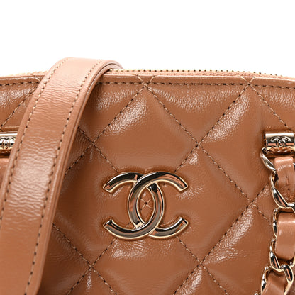 Chanel Shiny Lambskin Quilted Shiny Coco Clutch With Chain Dark Beige 8 of 11