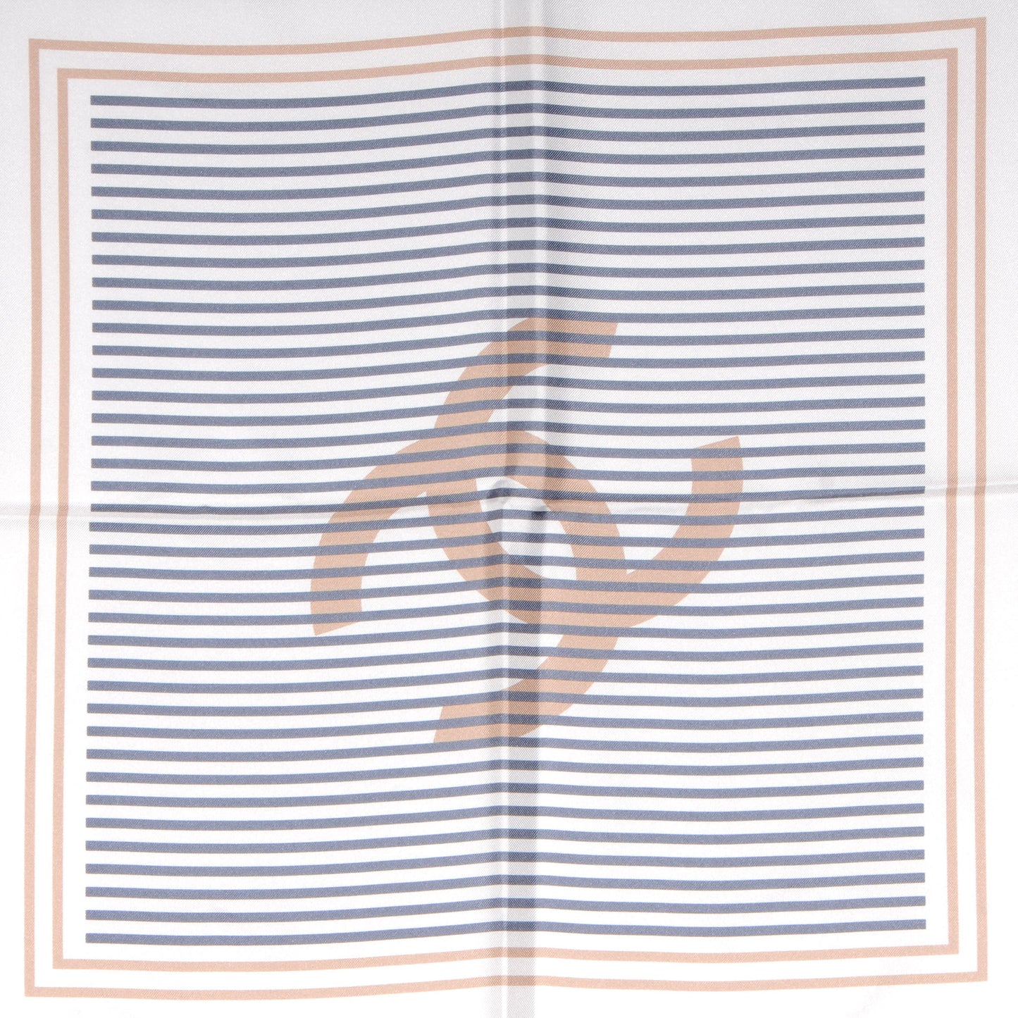 Silk Camellia Stripe CC Scarf Beige Black