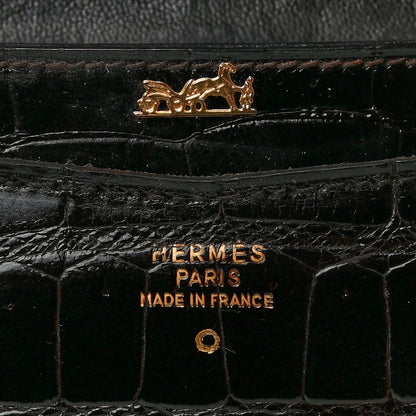 Hermes Shiny Porosus Crocodile Lydie Clutch Chocolate 7 of 18