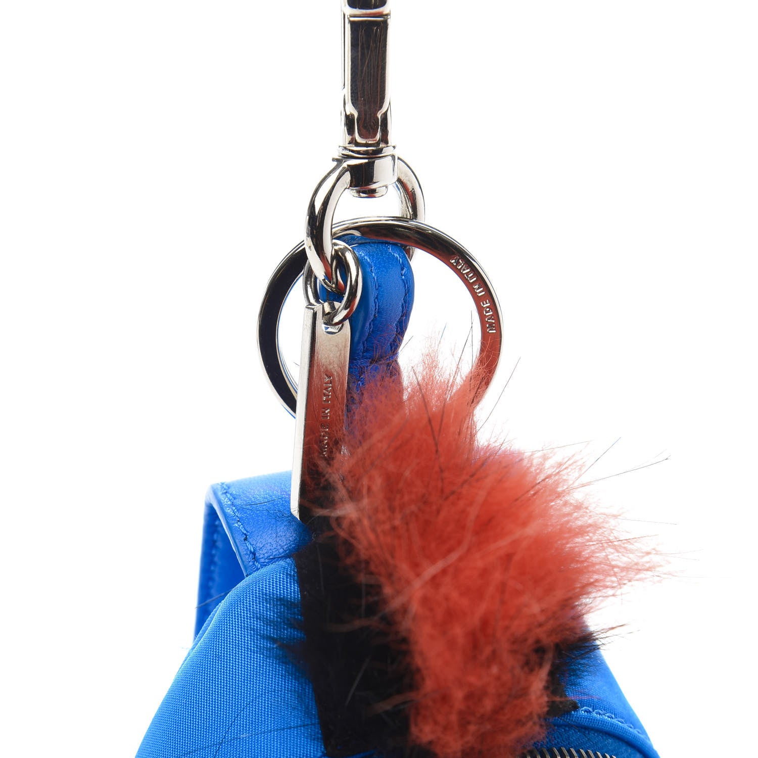 Fendi Nylon Shiny Nappa Nutria Fox Fur Monster Eyes Mini Backpack Charm Blue Royal Multicolor 7 of 8