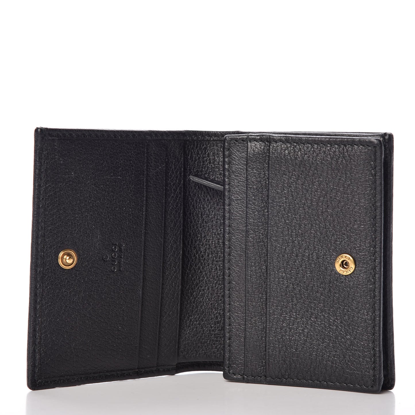 Calfskin Crystal Double G Card Case Black