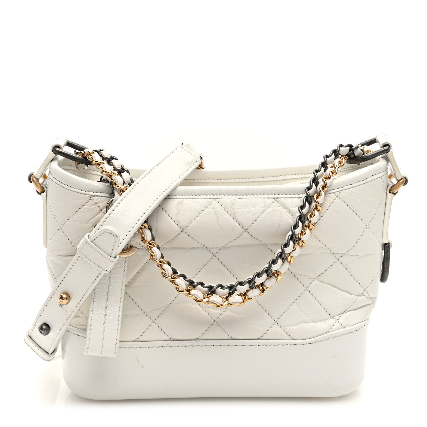 Chanel Aged Calfskin Quilted Small Gabrielle Hobo White 1 of 9