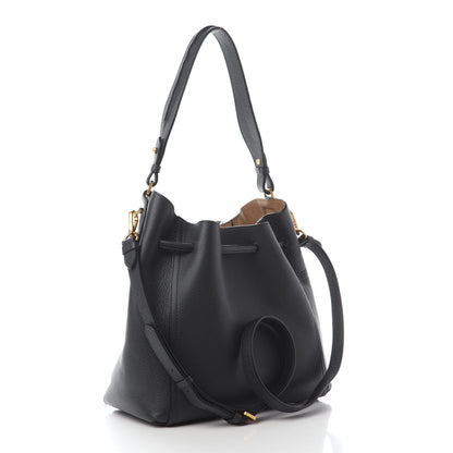 MCM Grained Calfskin Milla Drawstring Bucket Bag Phantom Gray 3 of 11