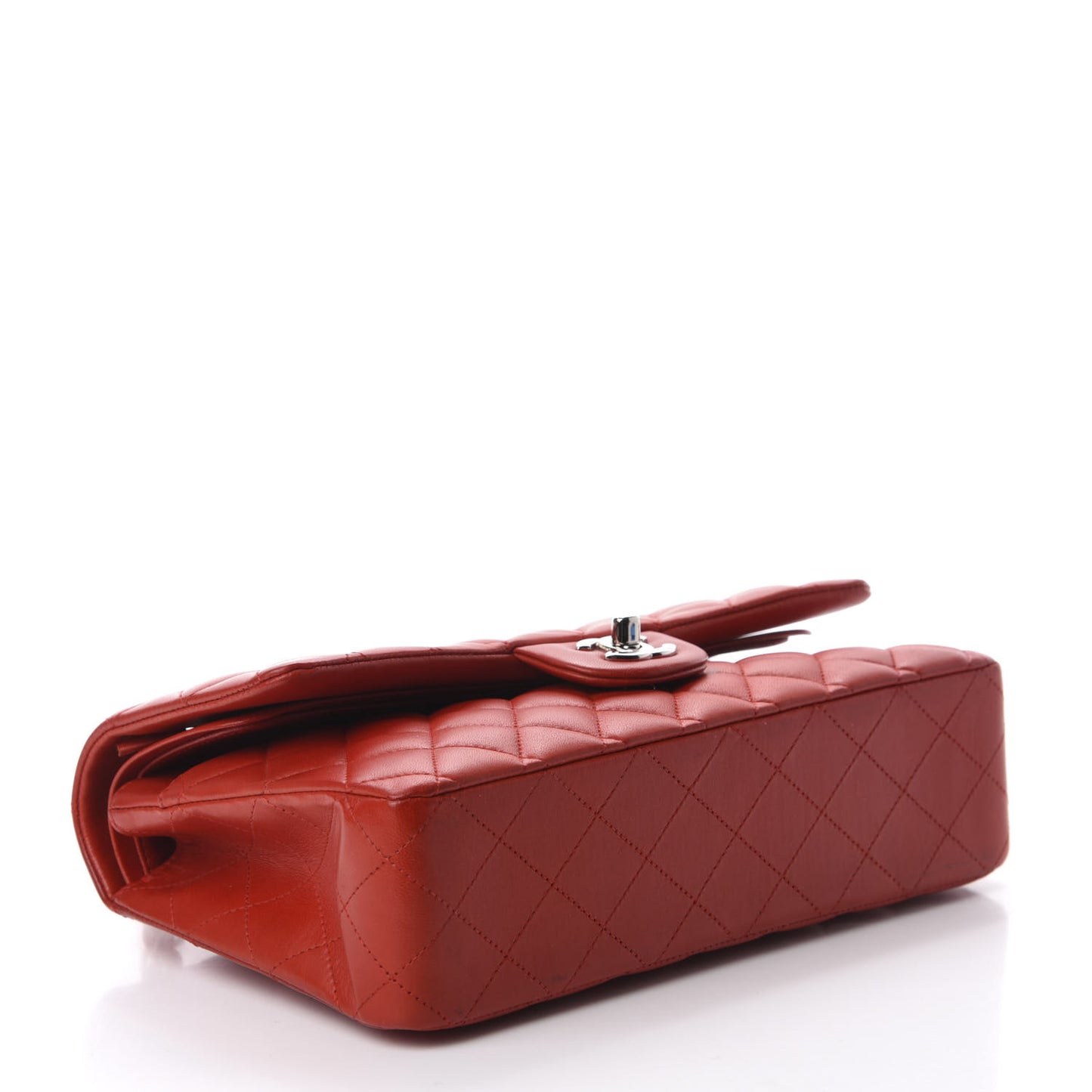 Lambskin Quilted Medium Double Flap Red