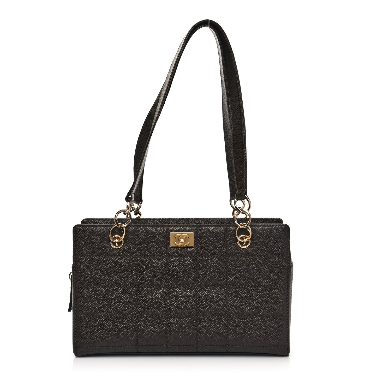 Caviar Chocolate Bar Quilted Shoulder Bag Dark Brown