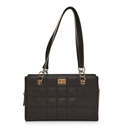 Chanel Caviar Chocolate Bar Quilted Shoulder Bag Dark Brown 1 of 8