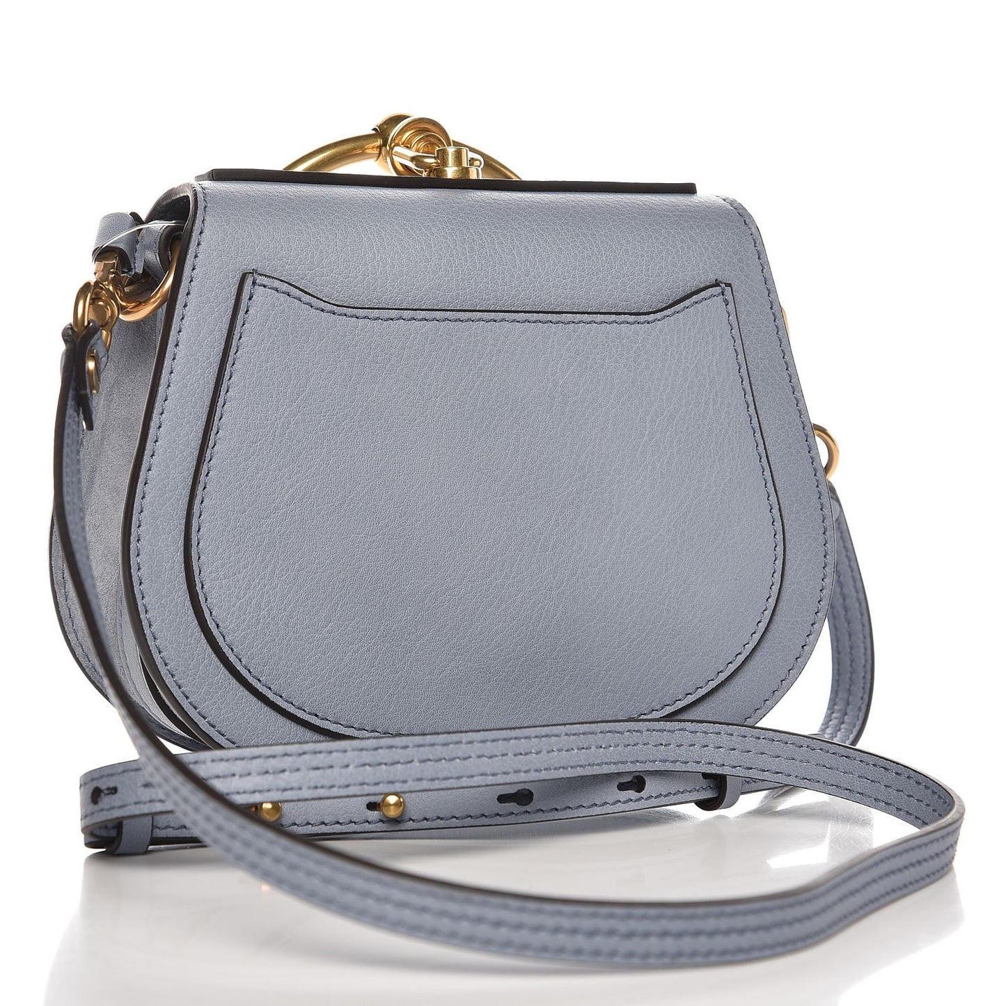Calfskin Suede Small Nile Bracelet Bag Washed Blue
