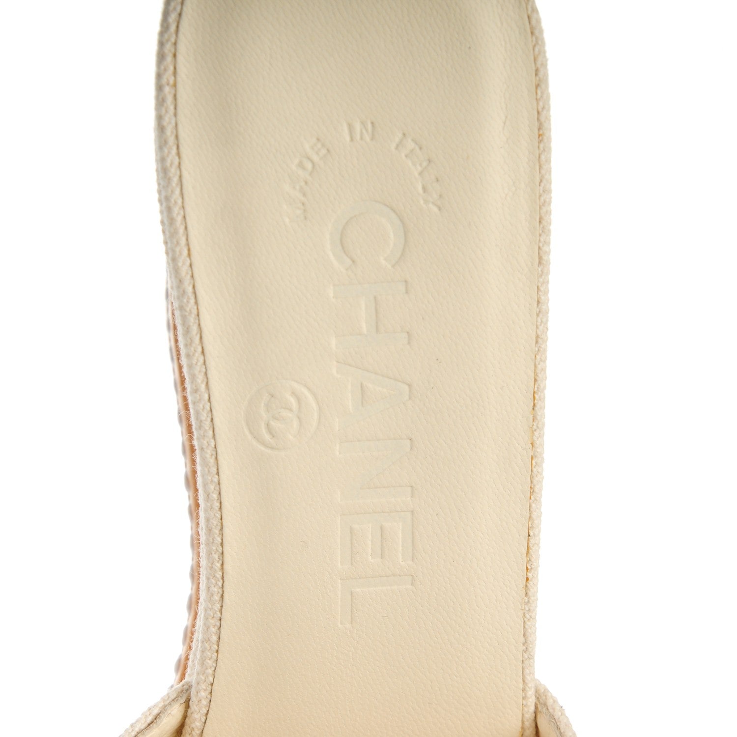 Chanel Canvas Camellia Wedge Sandals 36.5 Off White 7 of 8