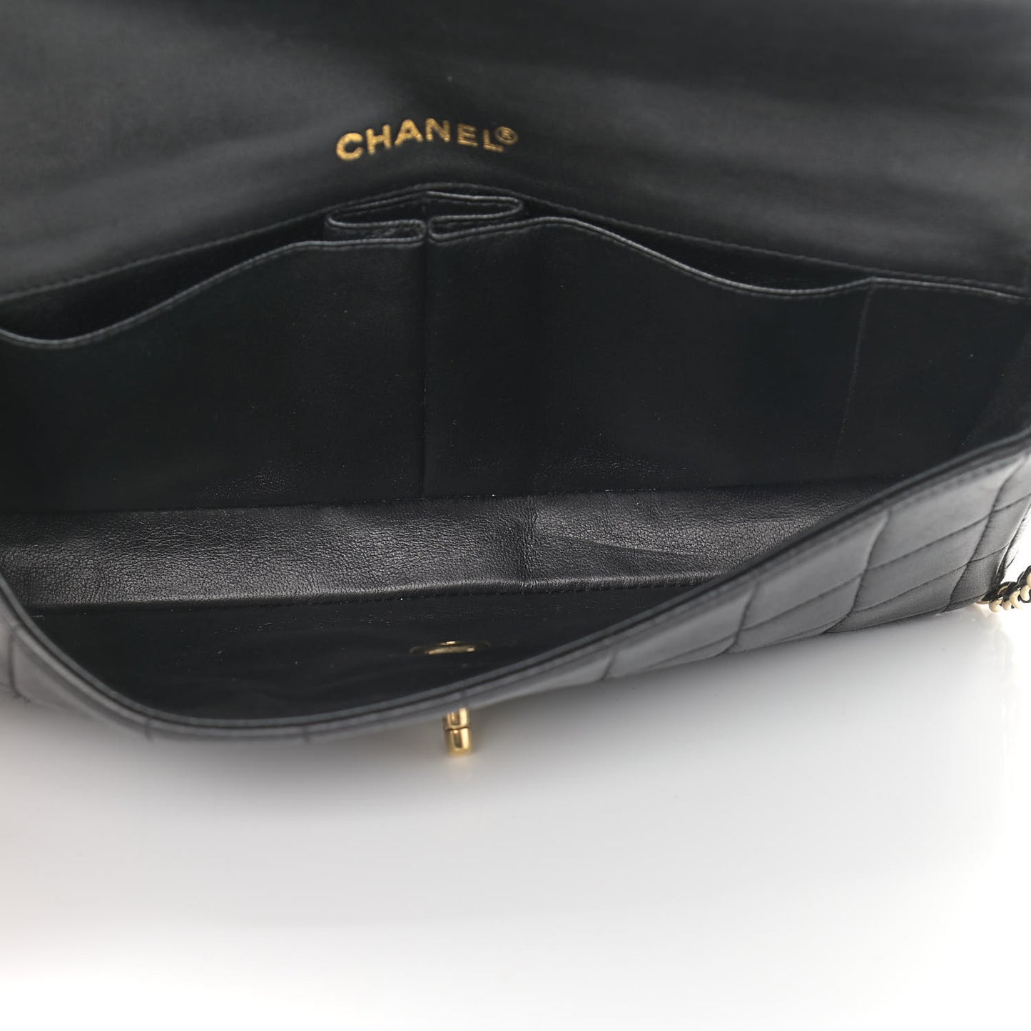 Lambskin East West Chocolate Bar Flap Black