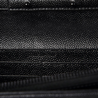 Saint Laurent Grain De Poudre Matelasse Chevron Monogram Chain Wallet Black 7 of 8